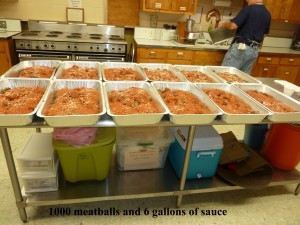 1000 meatballs and 6 gallons of sauce